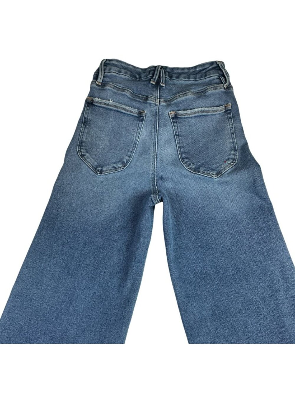 Good American Cropped Palazzo Wide Leg Raw Hem Jeans Womens 2 / 26 Blue Denim - Picture 6 of 11